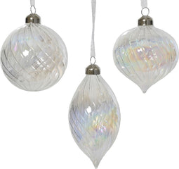 Kerstbal glas d8 cm transparant/iris a3
