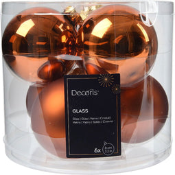 Kerstbal glas d8 cm warme cider 6st