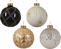 Kerstbal glas d8 cm wolwit ass kerst