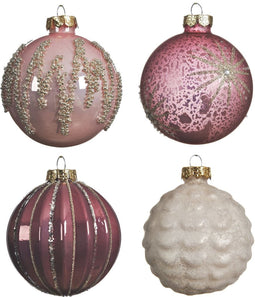 Kerstbal glas d8cm gl-mat roze a3