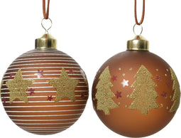 Kerstbal glas d8cm kaneel 3st