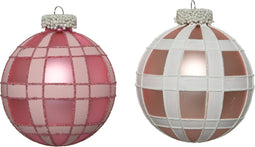 Kerstbal glas d8cm roze a2