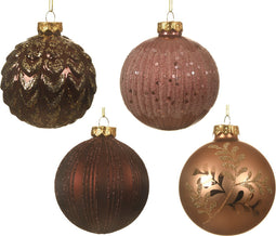 Kerstbal glas d8cm velours roze