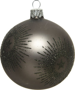 Kerstbal glas d8cm warm grijs