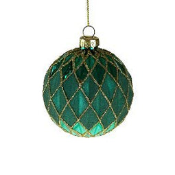Kerstbal glas groen - Mica Ruitpatroon - 8 cm - Werner Voss