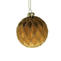 Kerstbal glas - Mica Ruitpatroon - Goud - 8 cm - werner Voss