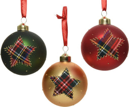 Kerstbal glas ruitster d8 cm assorti 1 stuk