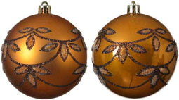 Kerstbal kunststof a2 with leaves shiny-matt