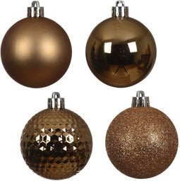 Kerstbal kunststof assorted peacan brown