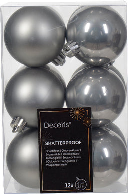 Kerstbal kunststof d6 cm mgrs 12st kerst