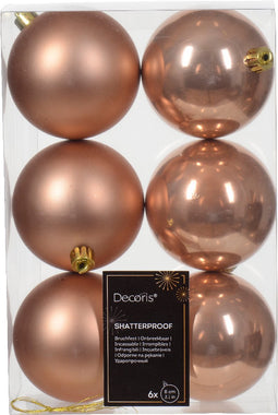 Kerstbal kunststof d8 cm rose 6st kerst
