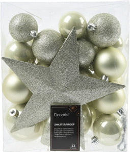 Kerstbal kunststof d8 cm w.mnt 33st