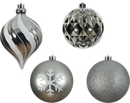 Kerstbal kunststof d8 cm zilver 6st kerst