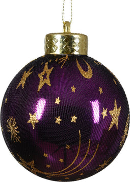 Kerstbal kunststof d8l8 cm violet kerst