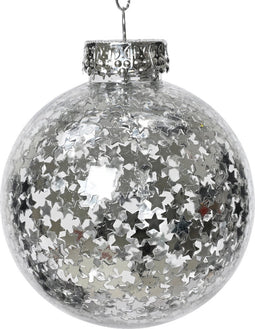 Kerstbal kunststof d8l8 cm zilver kerst