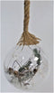 Kerstbal met jute touw en 40 LED lampjes - 20cm - Helder glas