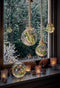Kerstbal met jute touw en 40 LED lampjes - 20cm - Helder glas
