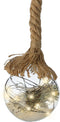Kerstbal met jute touw en 40 LED lampjes - 20cm - Helder glas