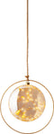 Kerstbal met jute touw en koperen ring - 40 LED lampjes - 26cm - Amber glas