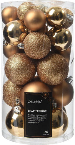 Kerstbal plastic d6 cm pec.bruin 30st