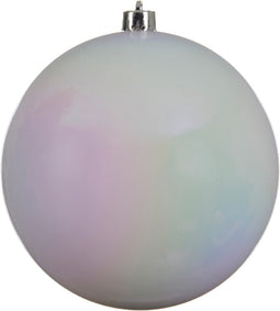 Kerstbal plastic emaille 200mm wit iris