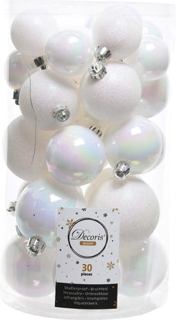 Kerstbal plastic gl-mt-glitter assorted wit/iris