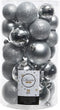 Kerstbal plastic gl-mt-glitter assorted zilver