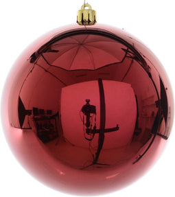 Kerstbal plastic glans/200mm/ossenbloed