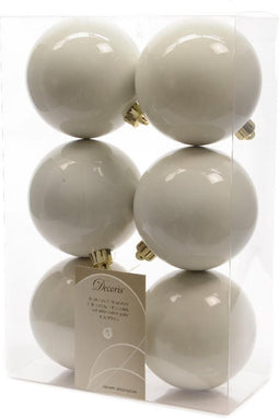 Kerstbal plastic glans-mat 80mm wolwit