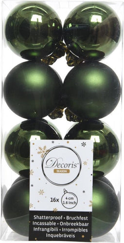Kerstbal plastic glans-mat dia4cm dennen groen