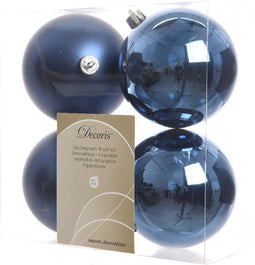 Kerstbal plastic glans-mat diameter 10cm nacht blauw