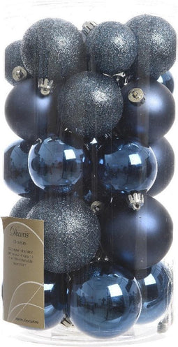 Kerstbal plastic glans-mat-glitter assorted nacht blauw