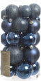 Kerstbal plastic glans-mat-glitter assorted nacht blauw