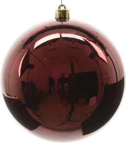 Kerstbal plastic glans ossenbloed 140 mm