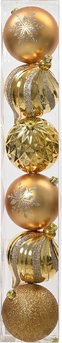 Kerstbal plc d15 cm licht goud 6st kerst