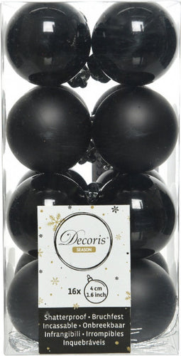 Kerstbal - Plc d4cm - Zwart - 16 stuks