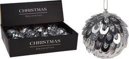 Kerstbal zilver 8 cm pailletten kerstversiering