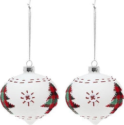 Kerstballen 8 cm (2 uds) Kristal Wit