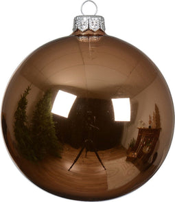Kerstballen glas d10 cm pec.bruin 4st R