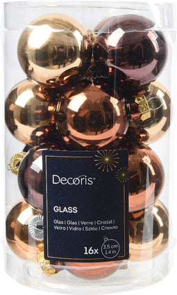 Kerstballen glas d3.5 cm bruin 16st