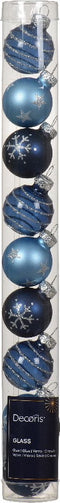 Kerstballen glas d3 cm blauw 9st