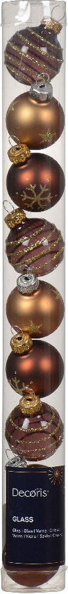 Kerstballen glas d3 cm bruin 9st