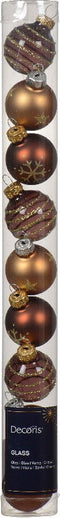 Kerstballen glas d3 cm bruin 9st