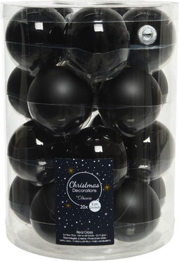 Kerstballen glas d6 cm zwart 20st kerst