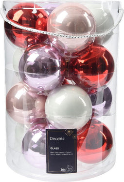 Kerstballen glas d8 cm lila 16st