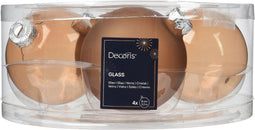 Kerstballen glas d8 cm pec.bruin 4st