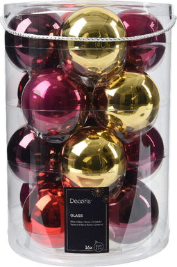 Kerstballen glas d8 cm rood 16st