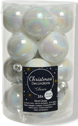Kerstballen glas dia. 3,5 cm white/iris