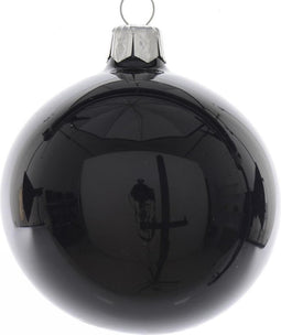 Kerstballen glas glans 15 cm zwart