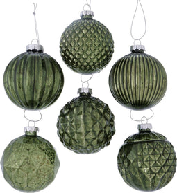 Kerstballen groen metallic- glas - set van 6 - 8 cm - Boltze